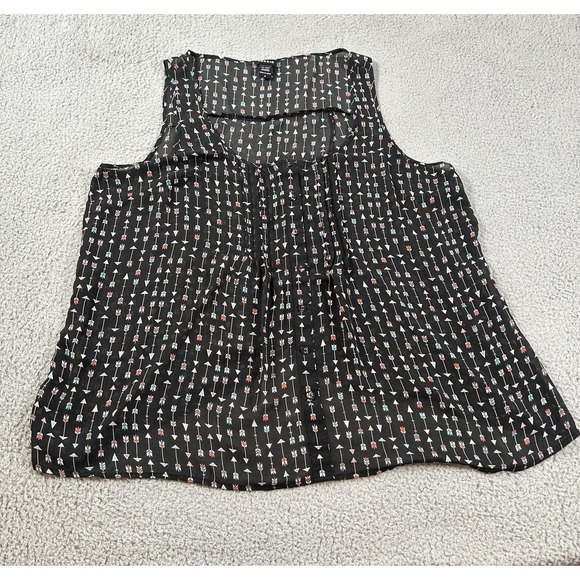 torrid Tops - Torrid Shirt Womens‎ 2  Black Arrow Print Sleeveless Sheer Split Back Top